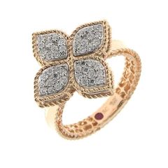 Pierścionek Roberto Coin Princess Flower różowe złoto diamenty rozmiar 20
