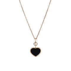 Naszyjnik Chopard Happy Hearts różowe złoto diament Onyks 45cm
