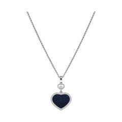 Naszyjnik Chopard Happy Hearts białe złoto diamenty Awenturyn 45 cm