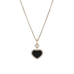 Naszyjnik Chopard Happy Hearts różowe złoto diamenty Onyks 45cm
