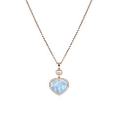 Naszyjnik Chopard Happy Hearts różowe złoto diamenty Masa perłowa 45 cm