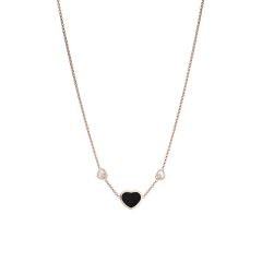 Naszyjnik Chopard Happy Hearts różowe złoto diament Onyx 42 cm