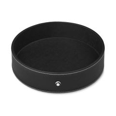 Okrągła taca na biurko Montblanc z czarnej skóry (large)