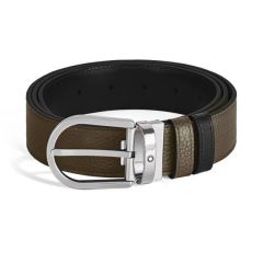 Pasek do spodni Montblanc dwustronny z klamrą w kształcie podkowy, khaki/black 35 mm