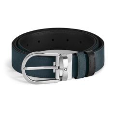 Pasek do spodni Montblanc dwustronny z klamrą w kształcie podkowy blue/black 35 mm