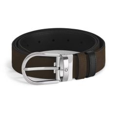 Pasek do spodni Montblanc dwustronny z klamrą w kształcie podkowy black/brown 35 mm