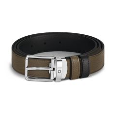 Pasek do spodni Montblanc dwustronny z klasyczną klamrą khaki/black 30 mm