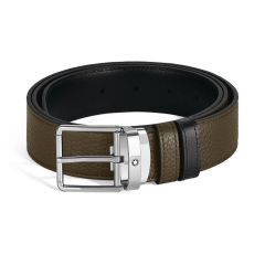 Pasek do spodni Montblanc dwustronny z klasyczną klamrą khaki/black 35 mm