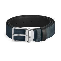 Pasek do spodni Montblanc dwustronny z klasyczną klamrą velvet blue/black 35 mm