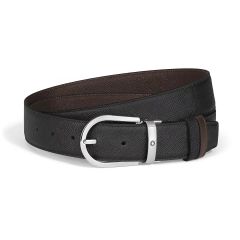 Pasek do spodni Montblanc Sartorial dwustronny z klamrą w kształcie podkowy black/ebony 35 mm