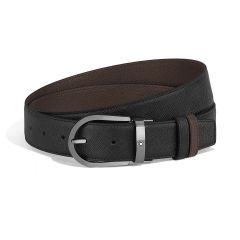 Pasek do spodni Montblanc dwustronny z klamrą w kształcie podkowy black/ebony 35 mm