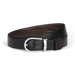Pasek do spodni Montblanc dwustronny z klamrą w kształcie podkowy black/ebony 30 mm