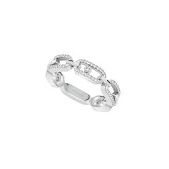 Pierścionek Messika Move Link białe złoto Diamenty rozmiar 12