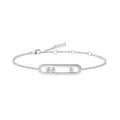 Bransoletka Messika Move Classique Ciselé białe złoto diamenty 18 cm