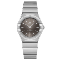 Zegarek damski Omega stalowy z brązową tarczą.
