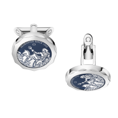 Spinki do mankietów Omega Aqua stal nierdzewna szkło szafirowe