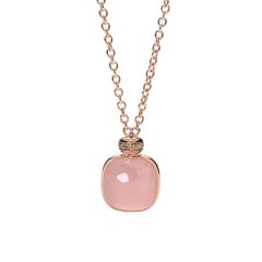Naszyjnik Pomellato Nudo Classic różowe złoto diamenty różowy Kwarc 46cm