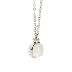 Naszyjnik Pomellato Nudo białe złoto mleczny Kwarc diamenty 42 cm