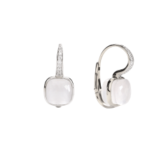 Kolczyki Pomellato Nudo białe złoto diamenty mleczny Kwarc