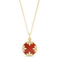 Naszyjnik Roberto Coin Venetian Medallions żółte złoto diamenty czerwony agat 45 cm