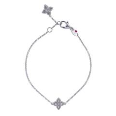 Bransoletka Roberto Coin Princess Flower białe złoto diamenty 18 cm