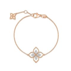 Bransoletka Roberto Coin Desert Flower różowe złoto diamenty 18cm