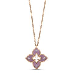 Naszyjnik Roberto Coin Venetian Princess różowe złoto diamenty Tytan 45 cm