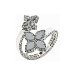 Pierścionek Roberto Coin Princess Flower białe złoto diamenty Rubin rozmiar 13