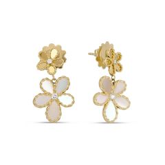 Kolczyki Roberto Coin Jasmine żółte złoto diamenty Masa perłowa