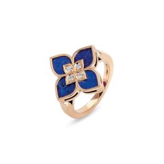 Pierścionek Roberto Coin Venetian Princess różowe złoto Diamenty Lapis lazuli Rubin rozmiar 13