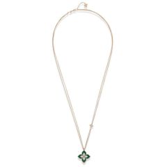 Naszyjnik Roberto Coin Princess Flower złoto Diamenty Malachit 85 cm