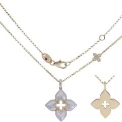 Naszyjnik Roberto Coin Venetian Princess żółte złoto diamenty Masa perłowa 45 cm