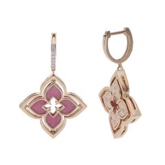 Kolczyki Roberto Coin Venetian Princess różowe złoto diamenty Rodolit