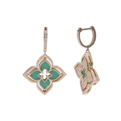 Kolczyki Roberto Coin Venetian Princess różowe złoto diamenty Chryzopraz