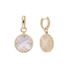 Kolczyki Roberto Coin Venetian Medallions żółte złoto diamenty Masa perłowa