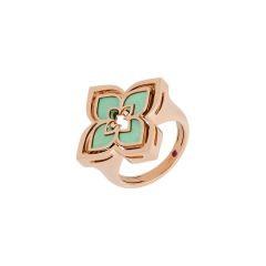 Pierścionek Roberto Coin Venetian Princess różowe złoto diamenty Chryzopraz rozmiar 13
