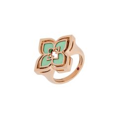 Pierścionek Roberto Coin Venetian Princess różowe złoto diamenty Chryzopraz rozmiar 12