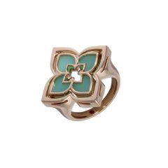 Pierścionek Roberto Coin Venetian Princess różowe złoto diamenty Chryzopraz rozmiar 14