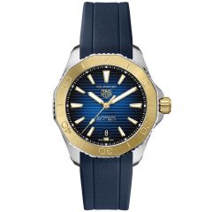 Wyrafinowany Zegarek męski TAG Heuer Aquaracer Professional 200 z automatycznym mechanizmem i kopertą o szerokości 40 mm. Bezel, koronka oraz indeksy wykończone żółtym 18 ct złotem.