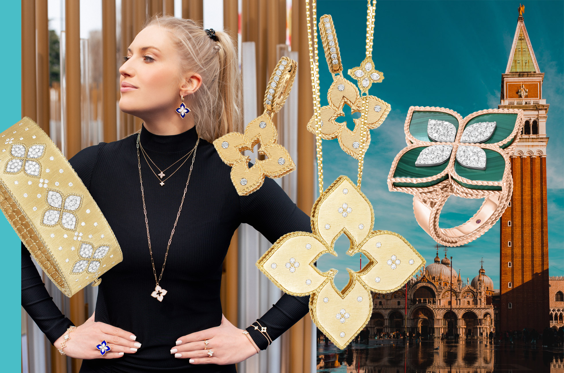 Złote pierścionki, naszyjniki, kolczyki marki Roberto Coin